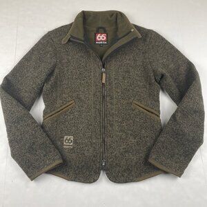 66 North Iceland Full Zip Sweater Jacket Women’s S Wool Blend Brown Mock Neck